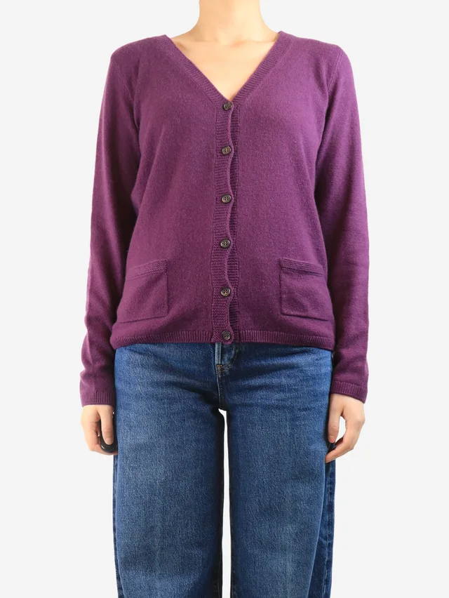 Loro Piana Purple cashmere pocket cardigan - size UK 14 in Purple Cashmere from Sign of the Times