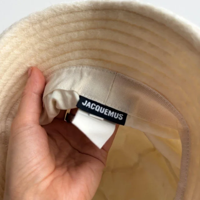 Jacquemus Women's Bucket hats - Cream in White from Depop, photo 5 of 7