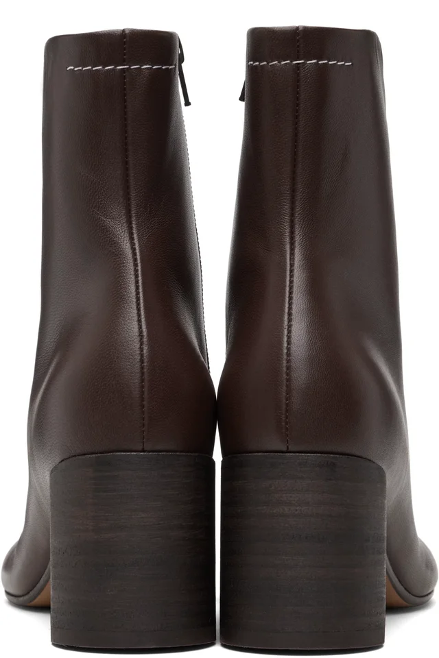 MM6 Maison Margiela Brown Anatomic Ankle Boots, photo 2 of 3 from SSENSE