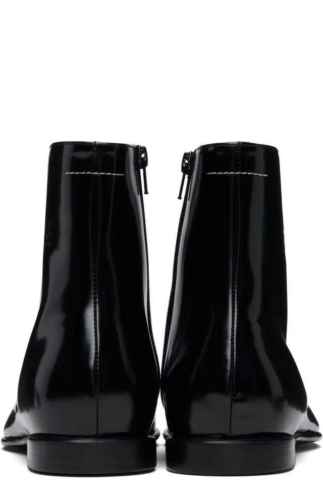 MM6 Maison Margiela Black Leather Ankle Boots, photo 2 of 5 from SSENSE