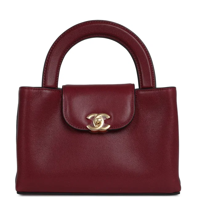Chanel Small Kelly Shopper Dark Burgundy Caviar Gold Hardware in Burgundy Caviar leather from Madison Avenue Couture