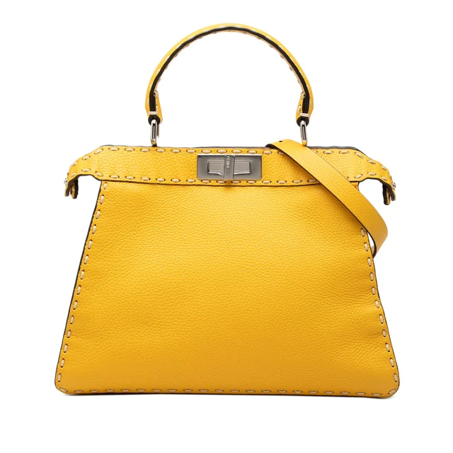 Yellow Fendi Medium Calfskin Selleria Peekaboo ISeeU Satchel in Yellow Calfskin from Designer Revival