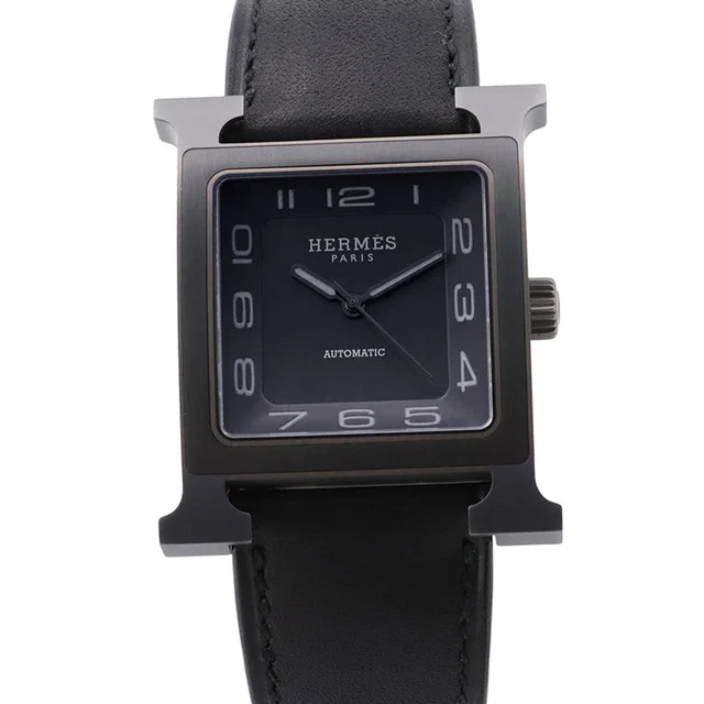 Hermès H-Watch Large W34mm TI Leather Gray DialHH5.841/W054131WW in Grey Leather from GALLERY RARE