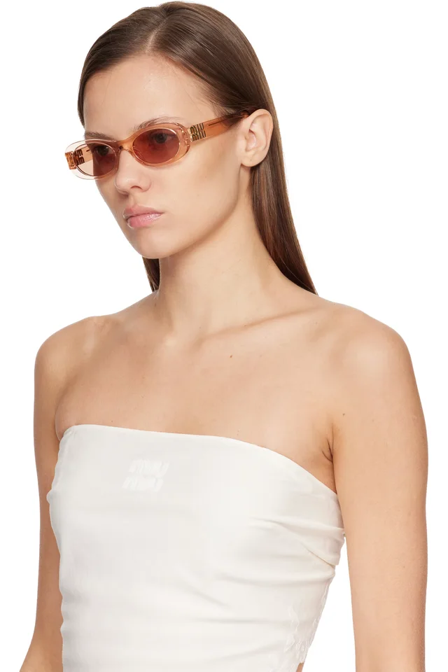 Miu Miu Eyewear Pink Miu Glimpse Sunglasses, photo 4 of 4 from SSENSE