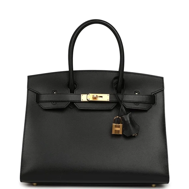 Hermès Birkin Sellier 30 Black Madame Gold Hardware in Black Goatskin from Madison Avenue Couture