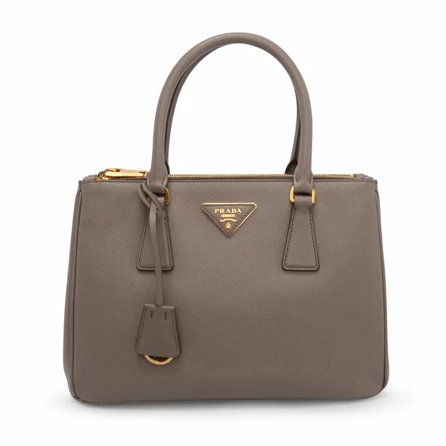 Prada Saffiano Lux Small Galleria Tote in Grey Saffiano leather from Blue Spinach