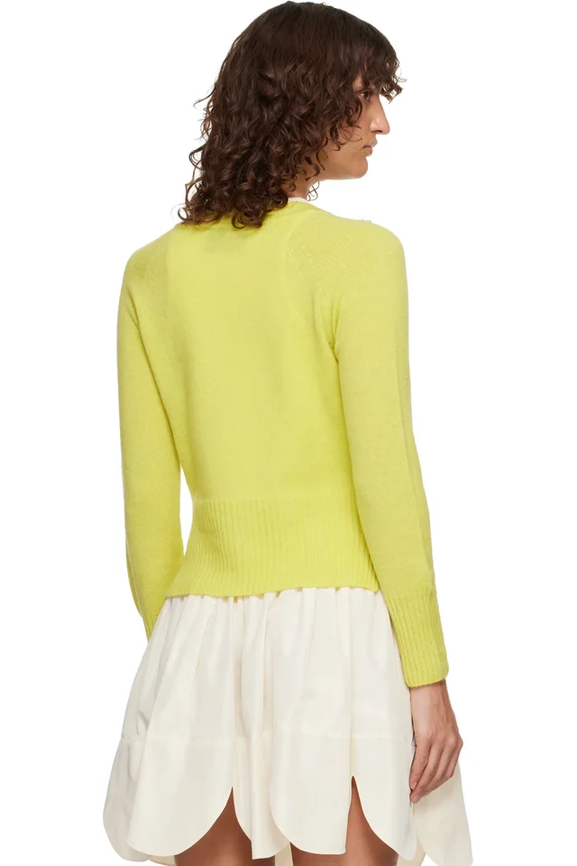 Simone Rocha Green Turbo Embellished Relaxed Cashmere Cardigan, photo 3 of 4 from SSENSE
