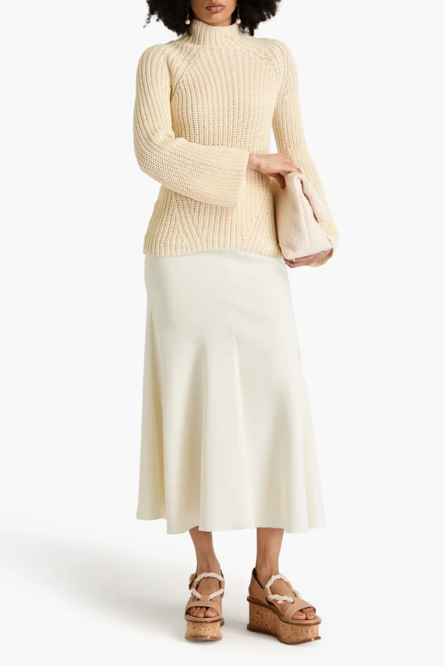 Zimmermann Ribbed Cotton Turtleneck Sweater in Cream, photo 2 of 4 from THE OUTNET