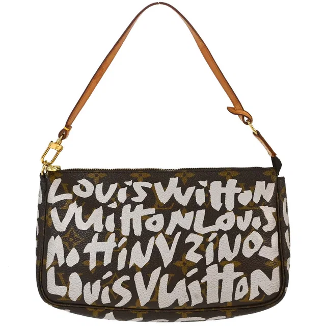 Louis Vuitton White Graffiti Pochette Accessoires Handbag M92192 in White Canvas from AMORE Vintage Tokyo