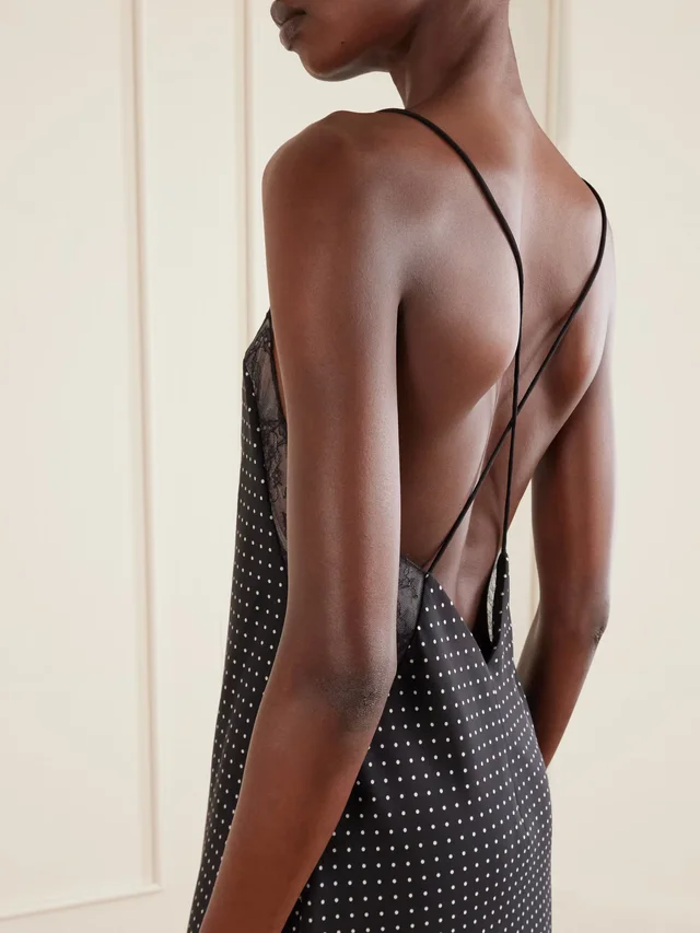 TOM FORD Open-back lace-trimmed polka-dot silk-crepe maxi dress in black 100% Silk, photo 4 of 4 from NET-A-PORTER (Canada)