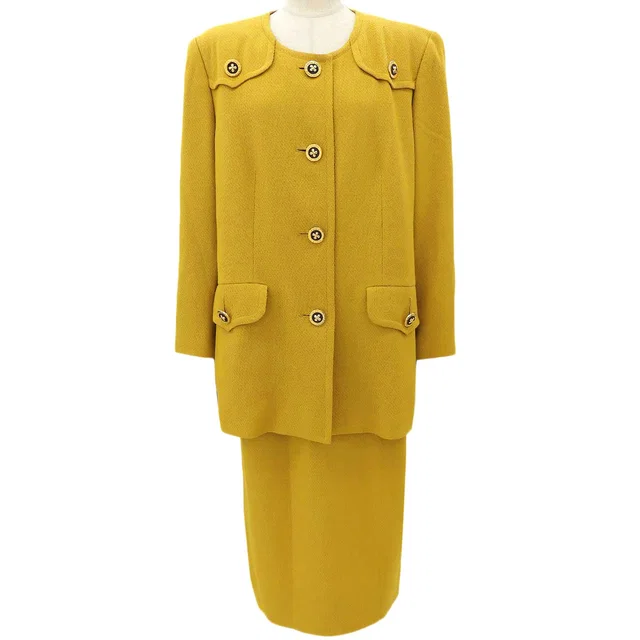Givenchy Logo Button Setup Mustard in Yellow Wool from VINTAGE QOO TOKYO