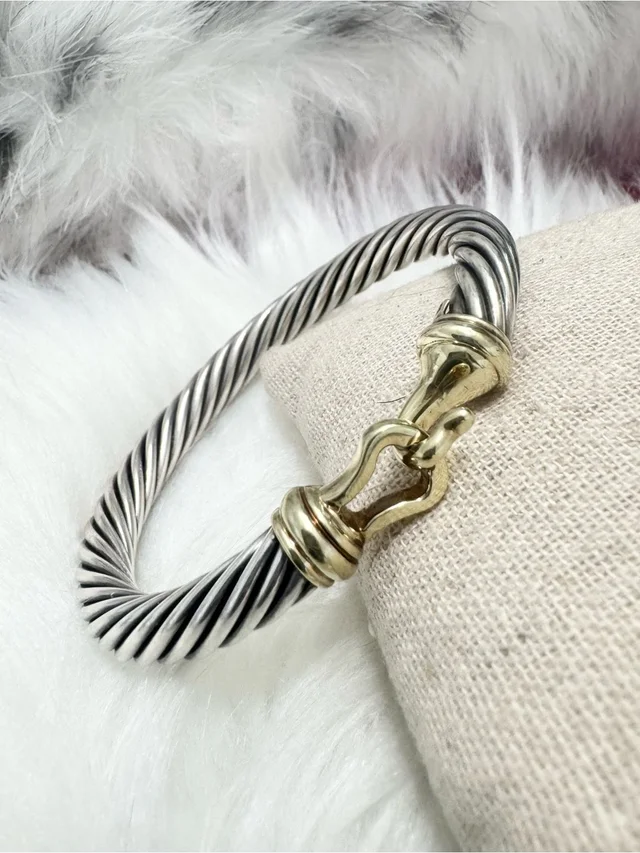 David Yurman 7mm Hook & Buckle Cable Classic Cuff Bracelet.925 14k Gold in silver|gold|gray from Poshmark