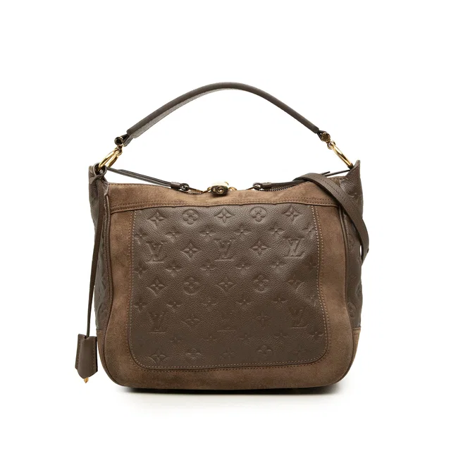 Brown Louis Vuitton Monogram Empreinte Audacieuse PM Satchel in Brown Suede from Designer Revival