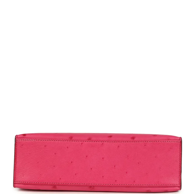 Hermès Kelly Pochette Rose Tyrien Ostrich Palladium Hardware in Pink Ostrich from Madison Avenue Couture, photo 6 of 8