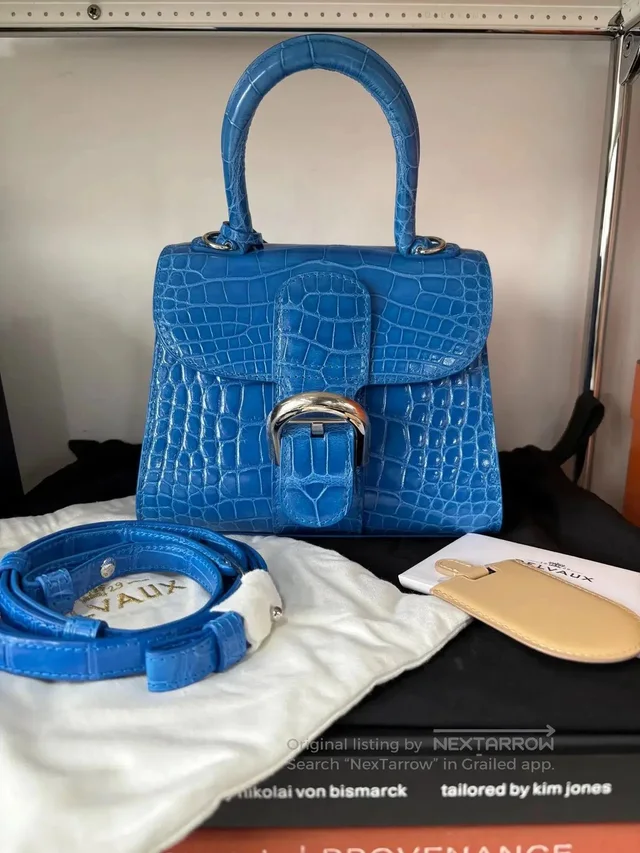 Delvaux Silver Buckle Crocodile Handbag in blue Crocodile from Grailed