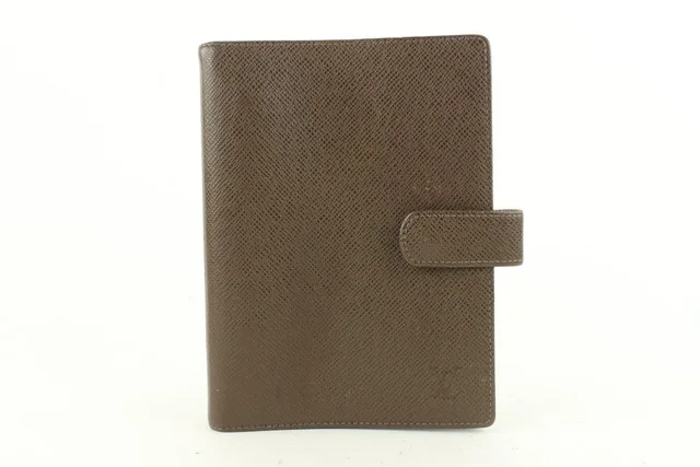 Louis Vuitton Brown Taiga Leather Small Ring Agenda PM Diary Cover in Brown Leather from Bagriculture