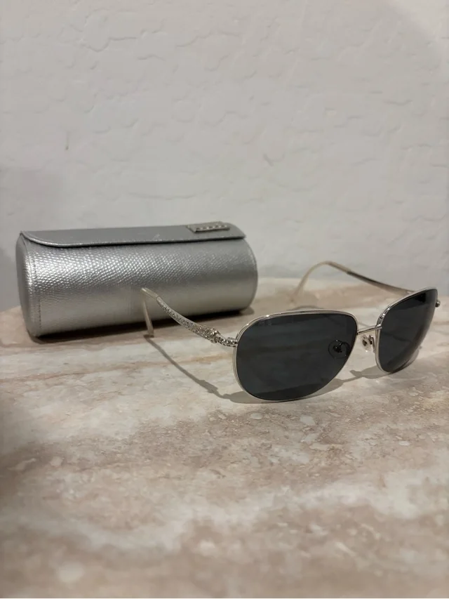 Judith Leiber Judith Lieber Jl1633 Silver Frame Sunglasses With Dark Gray Lenses in silver|blue|gray from Poshmark