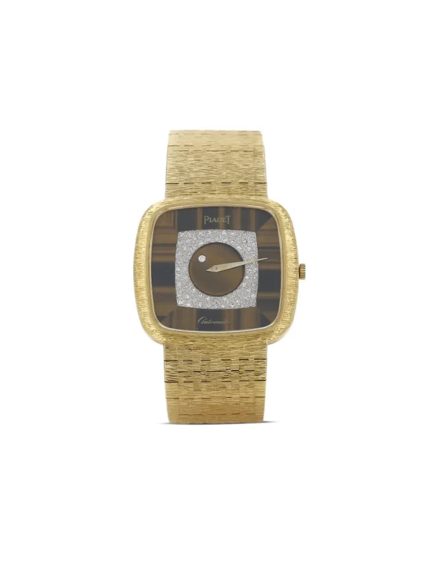 Piaget 1970 pre-owned 32mm - unisex - 18kt Yellow Gold/Sapphire Glass - One Size - Brown in brown|red from Farfetch