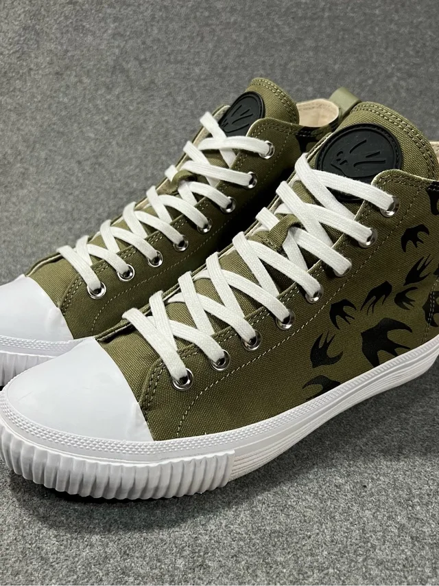 Alexander McQueen Swallow Vulc High Canvas Military Khaki Unisex Sneaker Size 41 in green|white Canvas from Poshmark