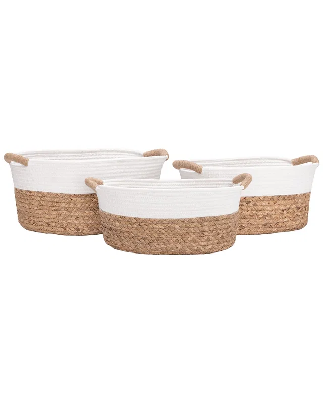 Seville Classics 3pc Natural Hyacinth & Rope Handwoven Basket Set, image 1 of 1 from Rue La La