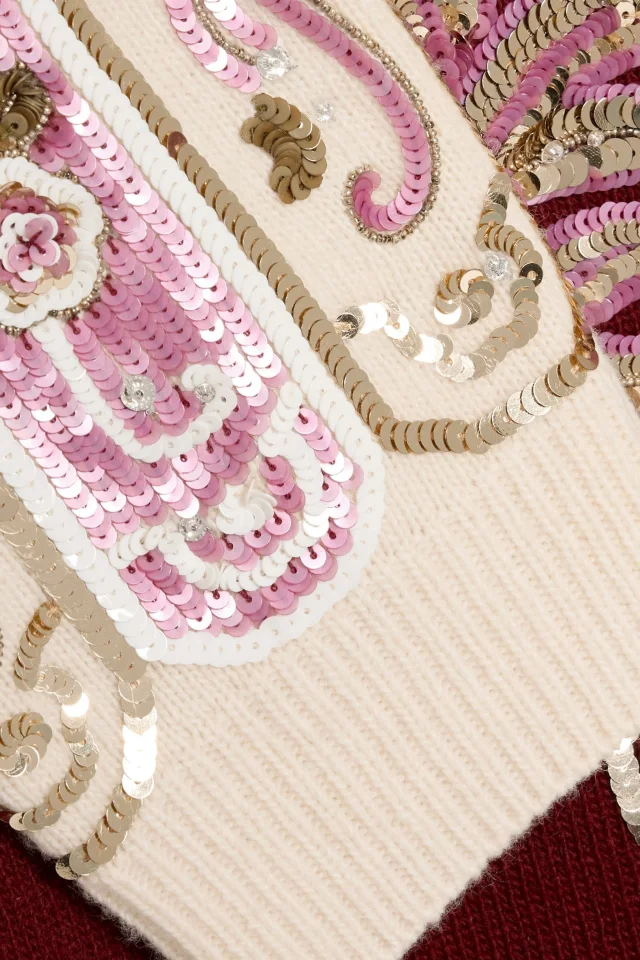 Valentino Garavani Embellished Wool and Cashmere-Blend Sweater in Plum, photo 4 of 4 from THE OUTNET