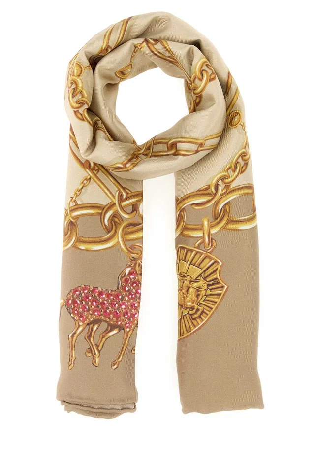 Burberry Check Scarf — Beige Exterior: Silk Scarfs in Beige Silk from HEWI
