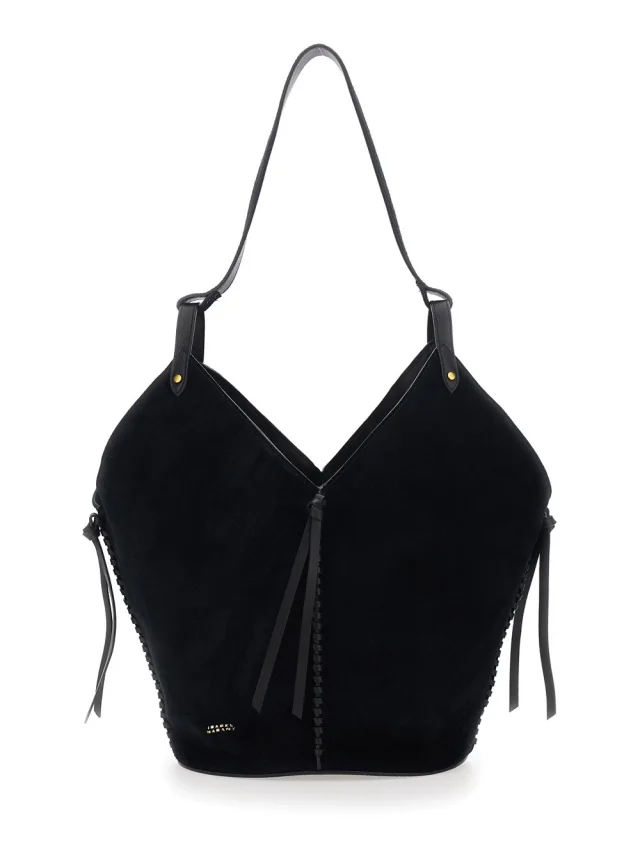 Shoulder Bag 'Tampa' with Single Strap and Suede Knot Detail for Women in Black, image 1 of 1 from Gaudenzi Boutique