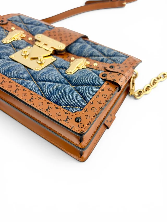 Louis Vuitton Limited Edition Denim Calfskin Malletage Trunk Clutch in Calfskin from Season 2 Consign, photo 8 of 10
