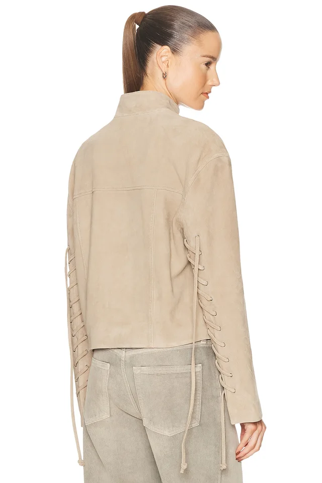 GRLFRND Annika Suede Lace Up Jacket in Beige from REVOLVE (Canada), photo 1 of 1