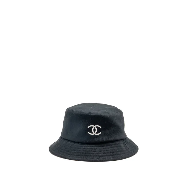 Chanel Size S 24A CC Bucket Hat Cotton Black in Black from EMIER