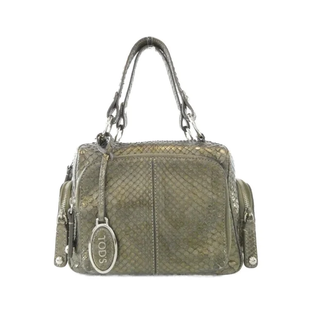 Tod's Hand bag in KHAKI / SILVER metal fittings python from KOMEHYO