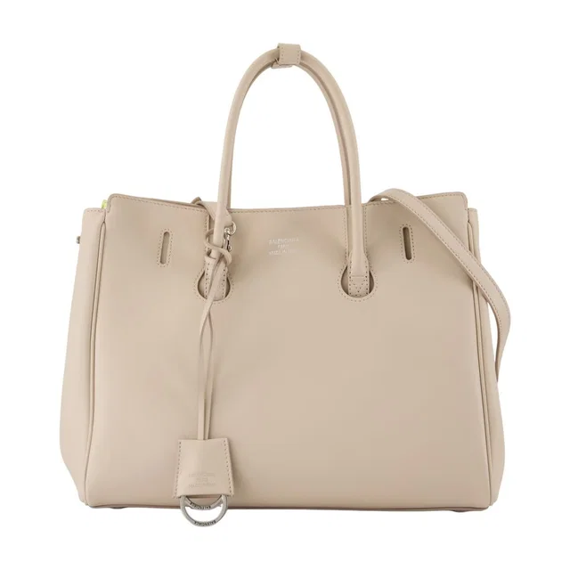 Balenciaga Hampton Carry Shoulder Bag — Beige Calfskin in Beige Calfskin from HEWI