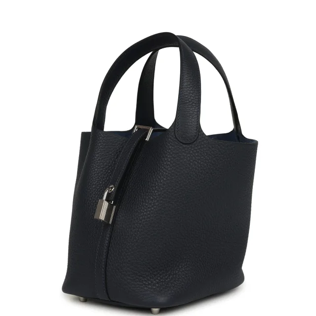 Hermès Picotin Lock 18 Bleu Nuit Clemence Palladium Hardware in Navy Clemence leather from Madison Avenue Couture, photo 5 of 8