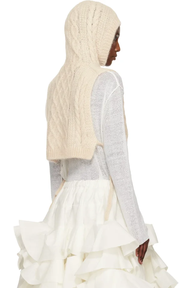 Tao Comme Des Garçons Off-White Hooded Wool Vest, photo 3 of 4 from SSENSE