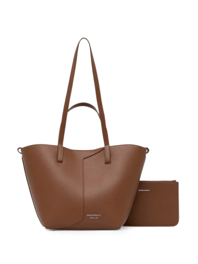 Giorgio Armani Textured Leather Shoulder Bag — Brown in Brown Leather from HEWI