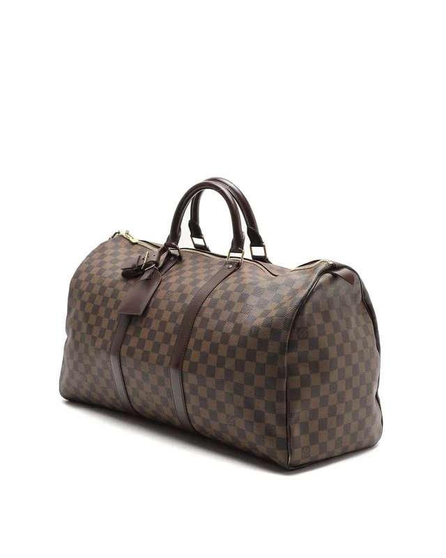 Louis Vuitton Damier Ebene Keepall 50 Weekend Bag in Brown Canvas from A Retro Tale