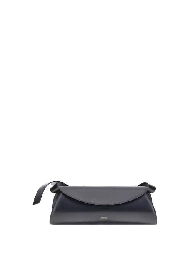 Jil Sander Cannolo Shoulder Bag — Black Calf Leather Bos Taurus in Black Calfskin from HEWI