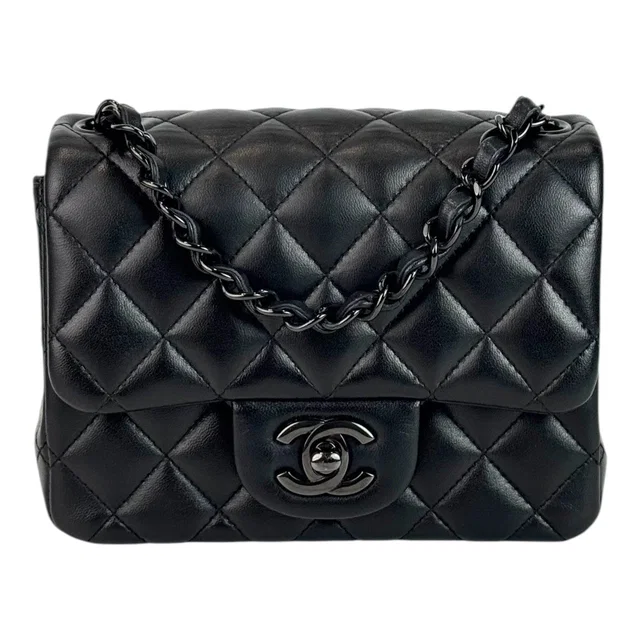Chanel So Black Classic Flap Mini Square Bag in Black from Luxury Promise