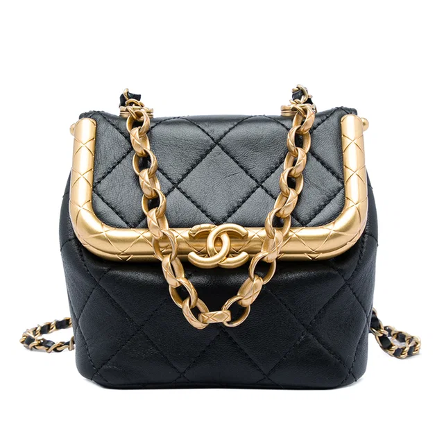 Black Chanel Micro Quilted Lambskin My Crush Bag Satchel in Black Lambskin from Designer Revival
