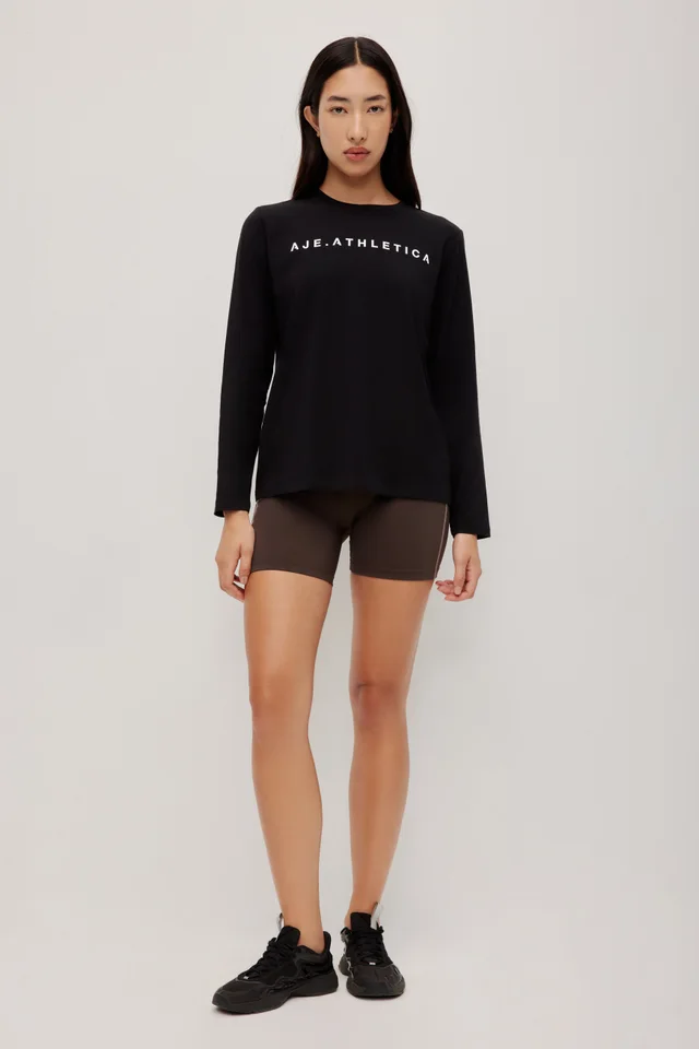 Athletica Long Sleeve Logo Tee in Black from Aje, photo 1 of 1