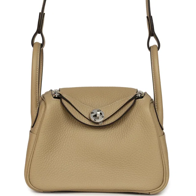 Hermès Mini Lindy II Trench Verso Clemence Palladium Hardware in Clemence leather from Madison Avenue Couture