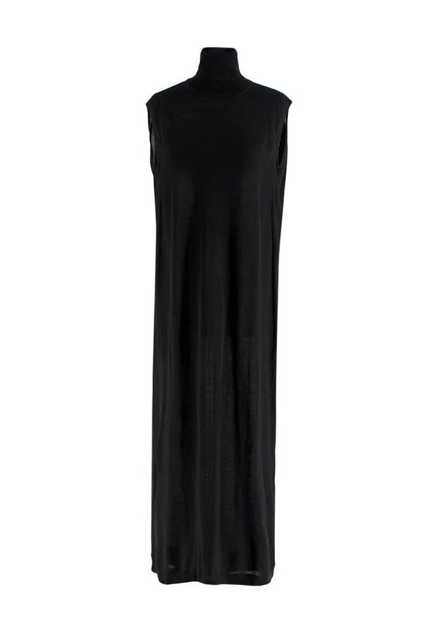 TOTEME Black Wool Cocoon Maxi Dress in Black Wool from HEWI