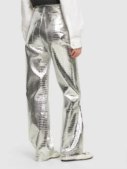 Rotate Glossy palazzo trousers in 100% Viscose, photo 3 of 5 from LUISAVIAROMA