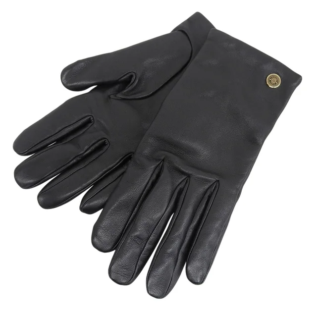 Hermès Jump Lambskin Cashmere 100% Sellier Buttons Horse Show Gloves Black 7.5 in Black Lambskin from The Reluxe