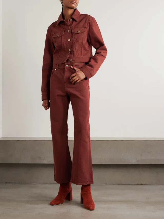 GABRIELA HEARST Bronte cropped recycled-denim jacket in Red, photo 2 of 2 from NET-A-PORTER (Canada)