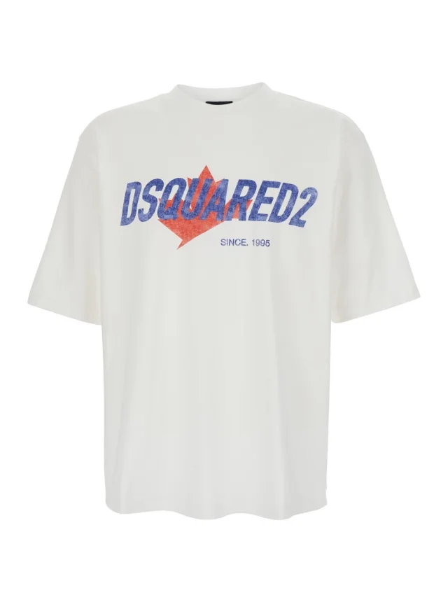White T-shirt with Logo Print on the Front in Cotton for Men in White, image 1 of 1 from Gaudenzi Boutique