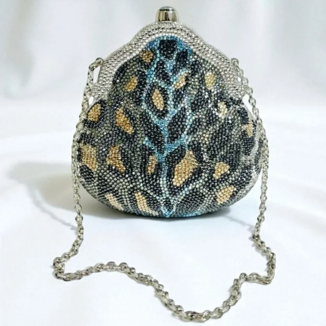 Judith Leiber Swarovski Crystal Leopard Print Chatelaine Miniaudiere Evening Bag in gray|silver|black from Poshmark, photo 1 of 1