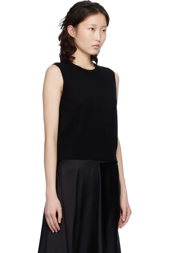 ANINE BING Black Moni Crop Tank Top, photo 2 of 4 from SSENSE