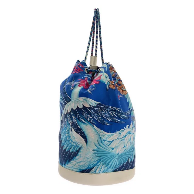 Hermès Soikle 22 All Over Pattern Drawstring Shoulder Bag Blue in Blue from The Reluxe