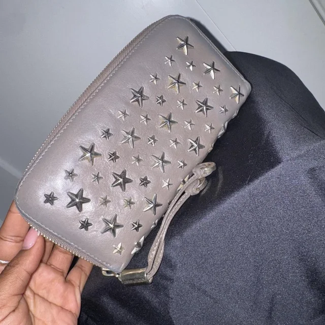 Jimmy Choo Women's Wallet - Grey/Brown in gray|red|brown from Depop, photo 1 of 1
